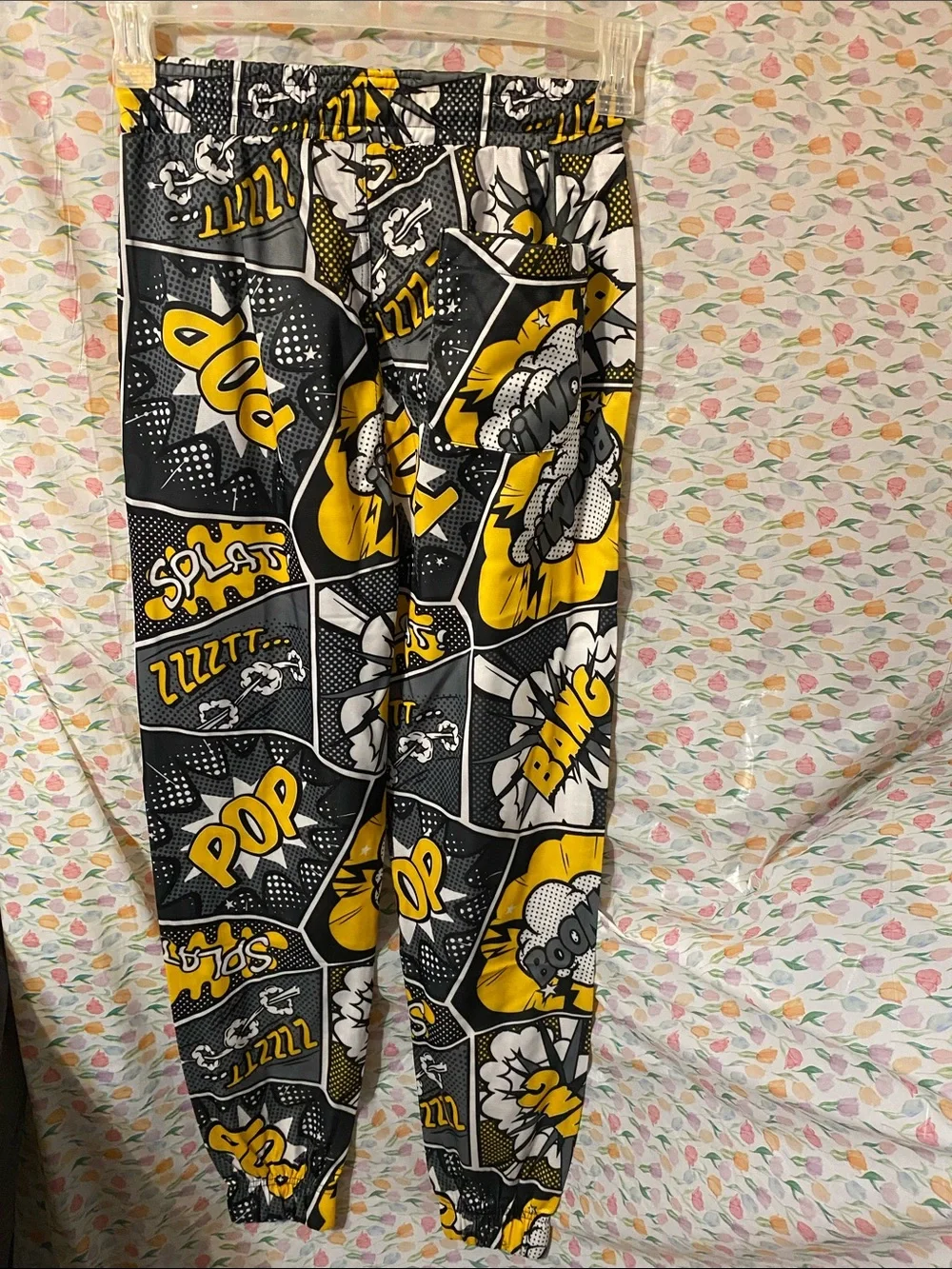 Snap Kids Black & Yellow Comic Print Joggers
